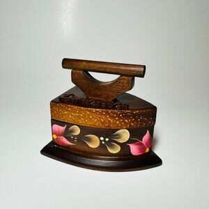 Wooden box in the shape of an iron